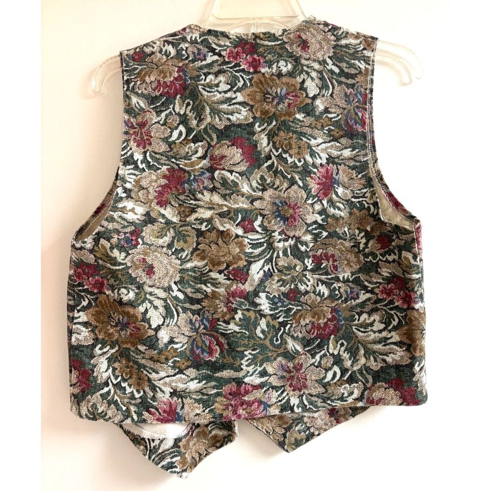 Paris Blues Vintage Tapestry Floral Vest S USA 90s Cotton Brocade Waistcoat Boho - Picture 5 of 8